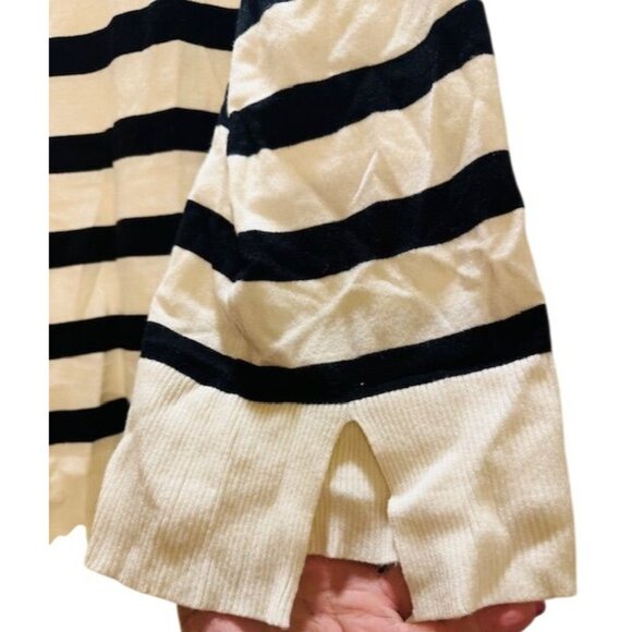 Steve Madden Striped Turtleneck Oversize Flowy Knit Pullover Ribbed Sweater M - Picture 4 of 8